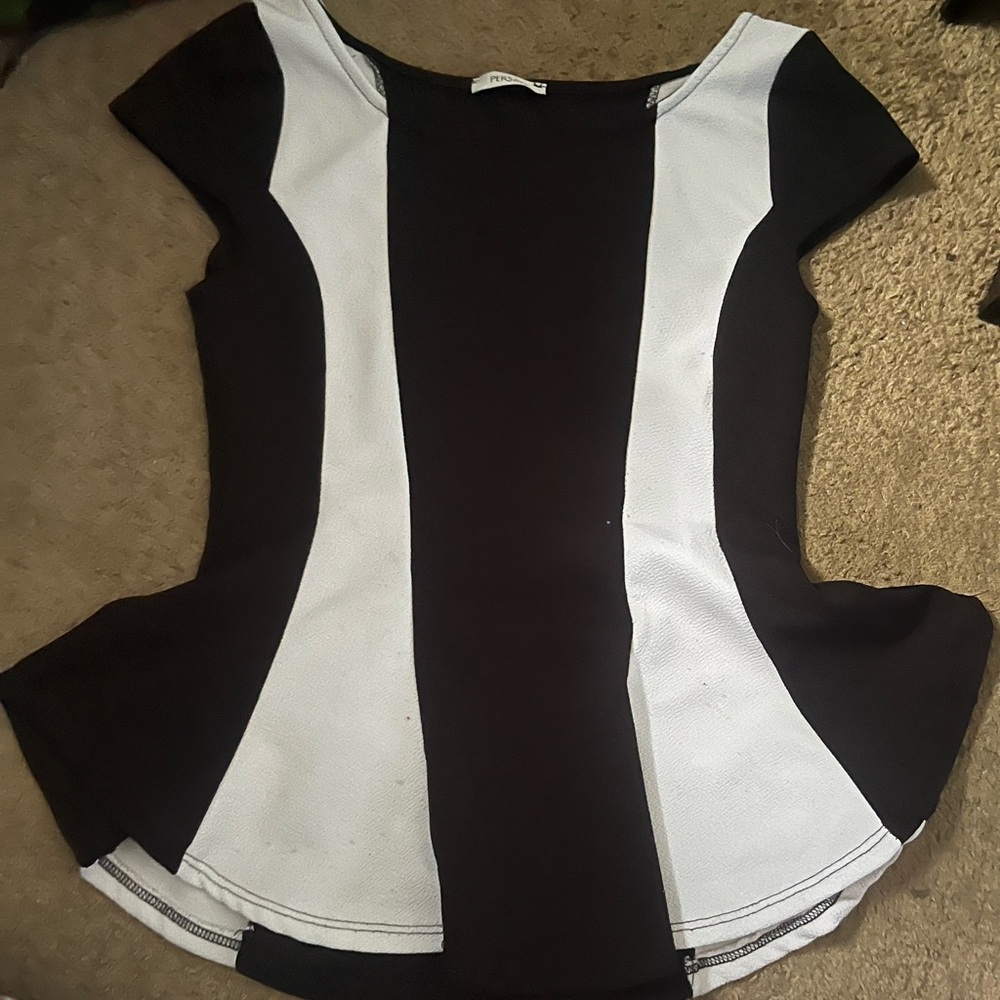 Black & White Skirted Bottom Top